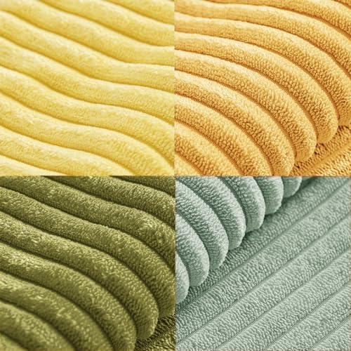 MIULEE Boho Farmhouse Spring Decorative Throw Pillow Covers 20x20 Inch 4 Packs Soft Vintage Pillow Cases Modern Corduroy Patchwork Cushion Covers for Couch Sofa Bed Summer Home Decor, Yellow Green - Image 7