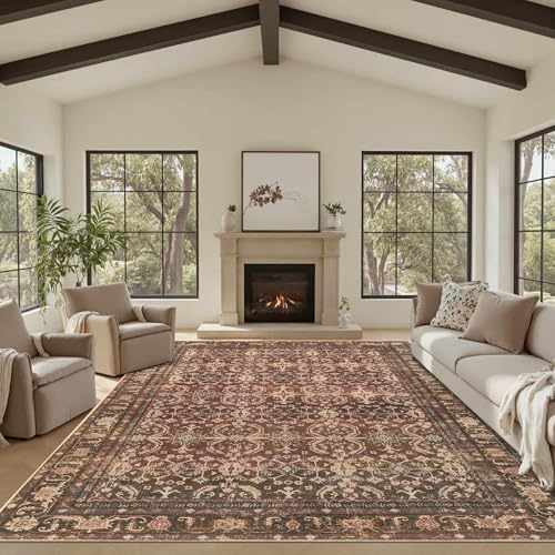 Rugxara Red 8x10 Area Rugs for Living Room Bedroom Large Washable Rug - Image 4
