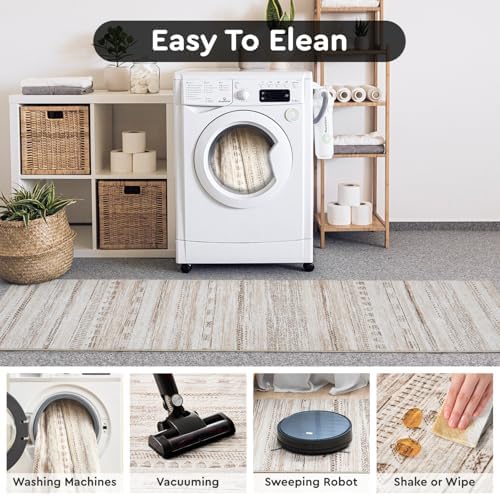 2x10 Runner Rug Machine Washable Non Slip Area Rug Distressed Neutral Moroccan Boho Rug Ultra Soft Floor Runners for Hallways for Entryway Laundry Room Kitchen, Brown - Image 6