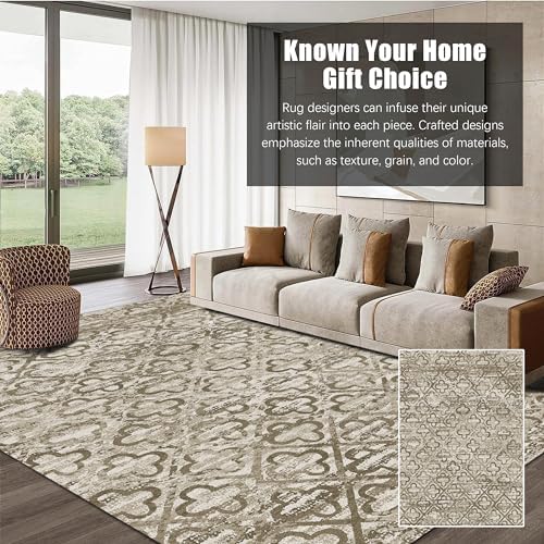 RUGSURE Washable Area Rugs, 5' x 7' - 1/6 Thick - Stain & Water Resistant Non-Slip - Perfect Resistant Rug for Living Room, Bedroom, Nursery, Pet & Child Friendly, Vibrant Colors Rugs, Brown - Image 3
