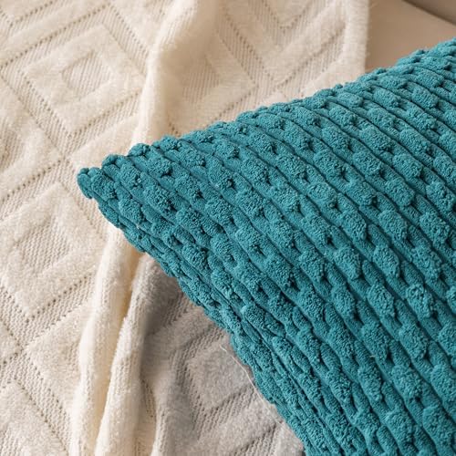Set of 4 Teal Decorative Throw Pillow Covers 12x20 Inch Corduroy Pillow Covers for Bed Couch Sofa Living Room Soft Cushion Cases - Image 7