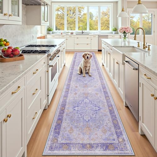 RELEANY Washable Area Rug, Runner 2'x10', Purple by RELEANY