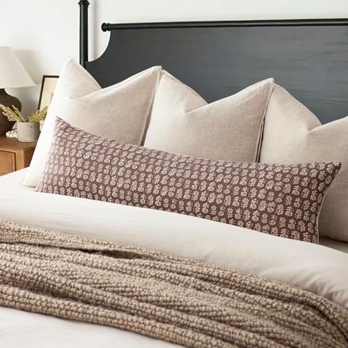 Foindtower Long Floral Print Lumbar Throw Pillow Covers 14×36 Inch,Wine Red - Image 4
