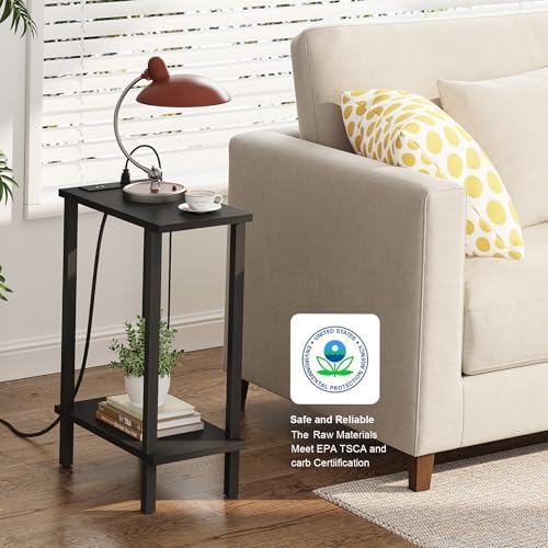 TUTOTAK Narrow Side Table Set of 2, Small End Table with Charging Station - Image 4