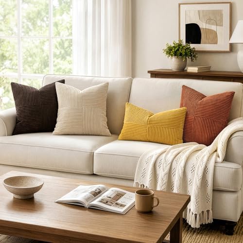 MIULEE Mustard Yellow Decorative Lumbar Throw Pillow Covers 12x20 in 2 Pack - Image 4