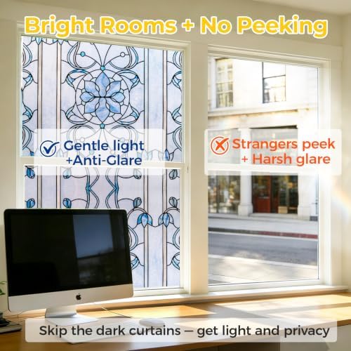 OHTMERU 3D Stained Glass Window Privacy Film Decorative Non-Adhesive - Image 2