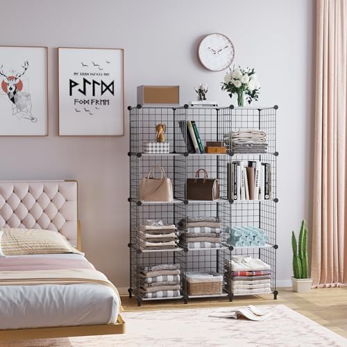 AWTATOS Wire 12 Cube Storage Organizer, Closet Storage Shelves Stackable - Image 3