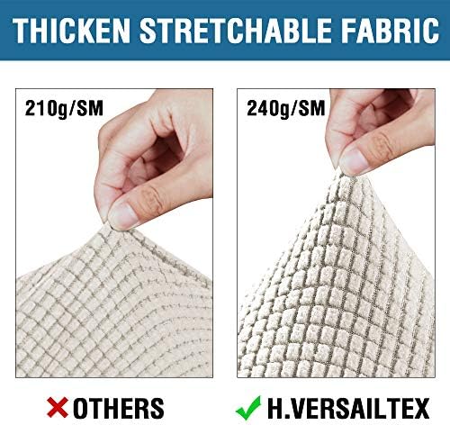 H.VERSAILTEX 3 Piece Stretch Sofa Covers for 2 Cushion Sofa Couch Covers for Living Room Sofa Slipcovers (Base Cover Plus 2 Seat Cushion Covers) Thicker Jacquard Fabric(Large Sofa, Ivory) - Image 5