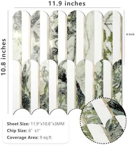 Vamos Tile Peel and Stick Backsplash Seamless Tile,Fish Scale,Glossy,10 pcs - Image 7