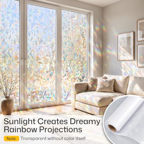 Coavas Rainbow Window Privacy Film, Stained Glass Cling, 17.5" x 78.7" - Image 2