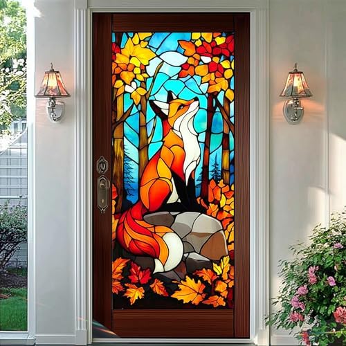 HOMETITUTE Autumn Forest Fox Leaf Privacy Window Cling 17.7x39.3 PVC - Image 6