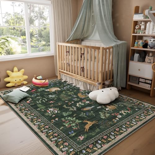 Machine Washable Rugs for Living Room: 5x7 Area Rugs for Bedroom Vintage Rugs Stain Resistant Non Slip Low Pile Soft Carpet Rug for Kitchen Dining Room Farmhouse Nursery Kids Room - Image 6
