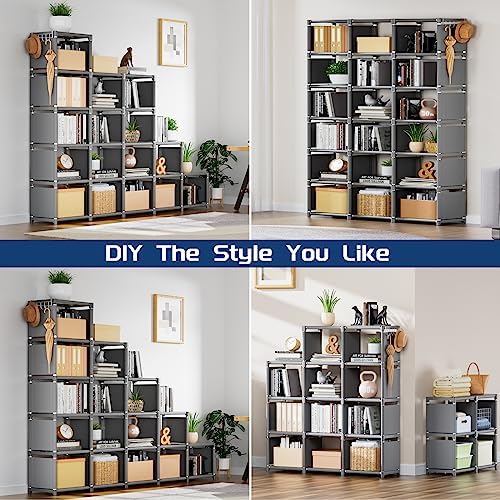 Metal Book Shelf,18 Cube Storage Organizer Closet, Bookcase for Office - Image 3
