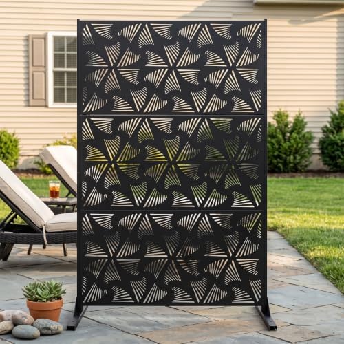 72in Metal Privacy Screen Outdoor Decorative Panel – Freestanding Rustproof Steel Patio Divider for Garden, Backyard, or Balcony, Modern Laser Cut Design for Stylish Privacy & Outdoor Decor by TALLYVERUS
