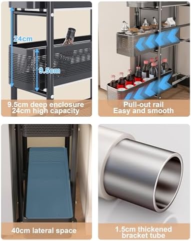 UMDONX 5-Tier Narrow Mobile Storage Cart with Pull-Out Baskets - Image 5