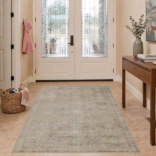 Rugxara 3x5 Rug for Entryway Bedroom Washable Area Rugs Carpet, Beige - Image 4
