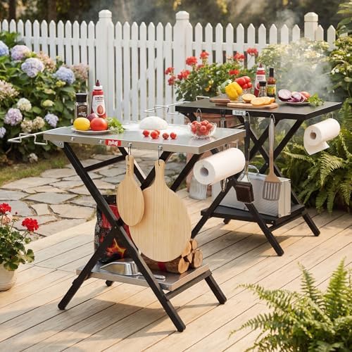 Feasto Outdoor Grill Table, Folding Prep Table, 30" x 24", Stainless Steel - Image 2
