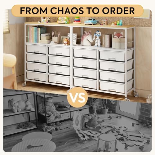APEXCHASER Rolling Storage Cart with 8 Large Drawers, Wooden Tabletop - Image 5