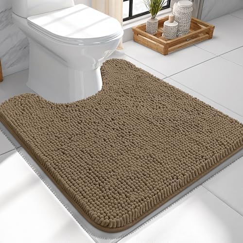 OLANLY Toilet Rugs U-Shaped 24x24, Soft Absorbent Chenille Contour Rugs by OLANLY