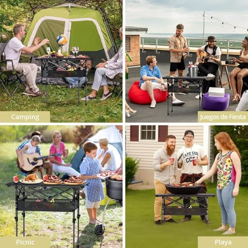 Anbte 3ft Aluminum Roll Top Folding Camping Table, Portable, 32”X16”, Black - Image 6