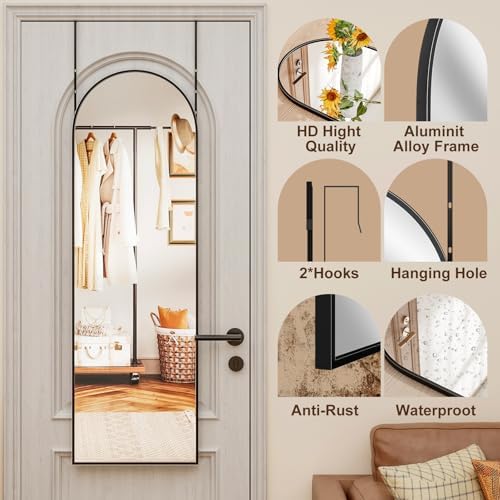 Rowjut Full Length Door Mirror, Wall Mounted Wall Mirrors, 50"X16" Arched Behind Door Mirror for Use in Living Rooms, Rooms, Bedrooms, Cloakrooms, etc. Durable & Stylish Home Decor (White) - Image 5