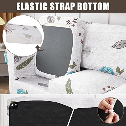 SearchI Stretch Sofa Cover Printed Couch Cover, Floral Pattern 4 Pieces Sofa Slipcover with 3 Separate Cushion Cover, Washable Furniture Protector for Living Room(Sofa, Autumn Leaves) - Image 4