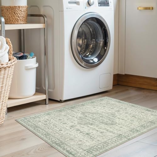 2x3 Green Washable Entryway Rug,Small Door Mat for Bathroom Kitchen - Image 3
