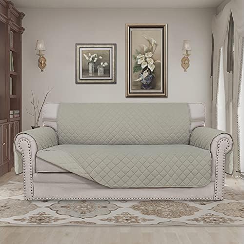 Easy-Going Reversible Couch Cover, 2 Cushion Sofa, Beige/Beige - Image 2