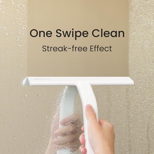 dancemoon JustHang Shower Squeegee with Built-in Hook, 10-Inch White - Image 2