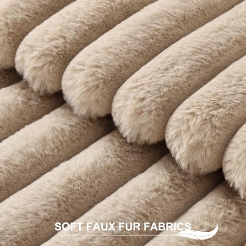 Pallene Faux Fur Decorative Throw Pillow Covers 20x20 Set of 2, Khaki - Image 2