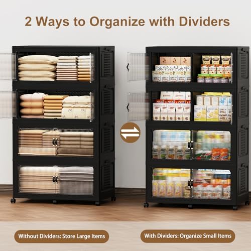 SAILUN 760Qt Stackable Storage Bins,Storage Cabinet with a Lid,4 Pack Black - Image 5