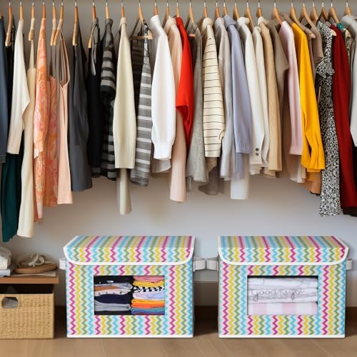 Univivi Fabric Foldable Storage Boxes with Lids, 4 Pack, Colorful - Image 6