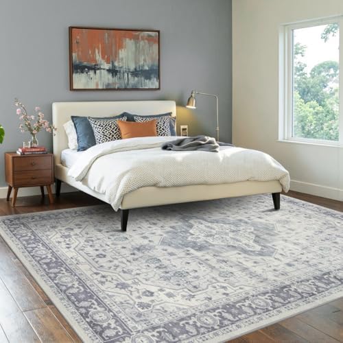 Rugxara 5X7 Washable Area Rug for Living Room, Bedroom,Blue Quartz - Image 4