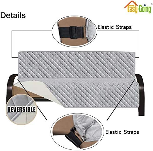 Easy-Going Reversible Couch Cover, Large Futon Sofa, Light Gray/Ivory - Image 3