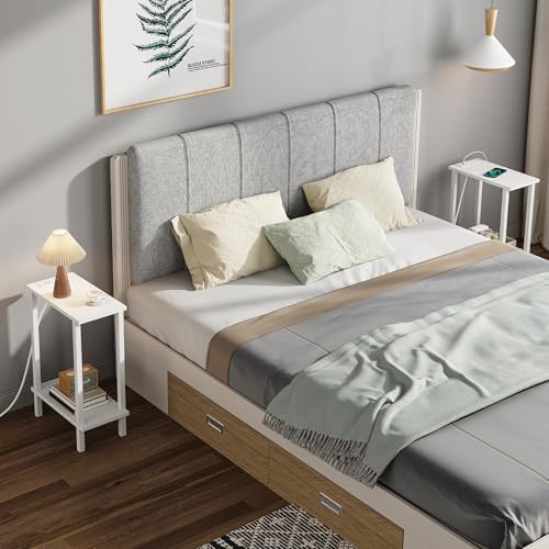 TUTOTAK Narrow Side Table, 2-Tier Small End Table with Charging Station - Image 7