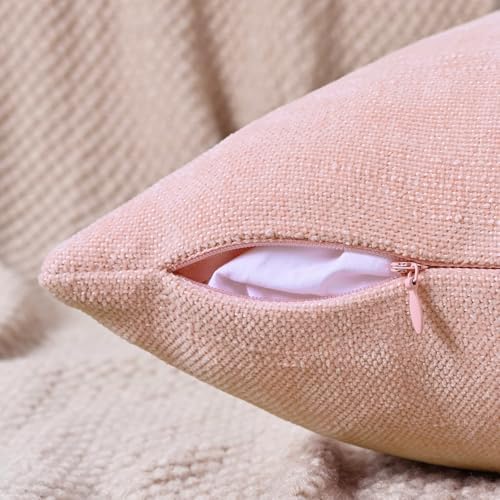 Set of 4 Soft Textured Decorative Throw Pillow Covers 12X20 Inch Cozy Farmhouse Cushion Cover Square Accent Pillow Cases for Bed Couch Sofa Living Room, Light Pink - Image 3