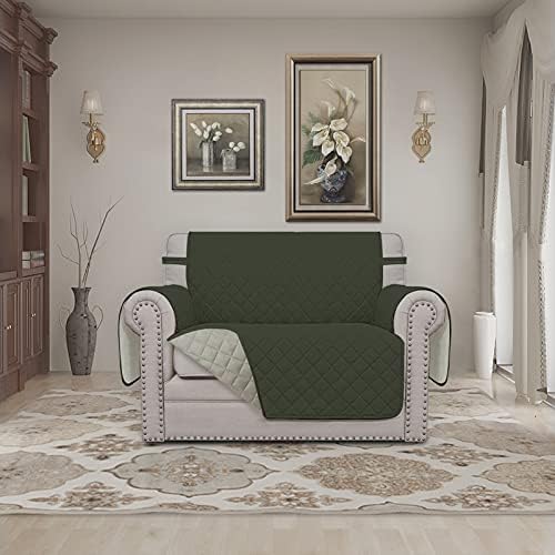 Easy-Going Reversible Couch Cover, Oversized Chair, Army Green/Beige - Image 2
