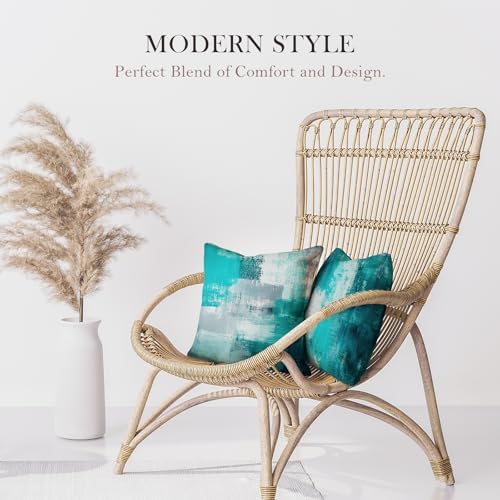 Teal Abstract Throw Pillow Covers 18x18 Set of 4 - Image 4