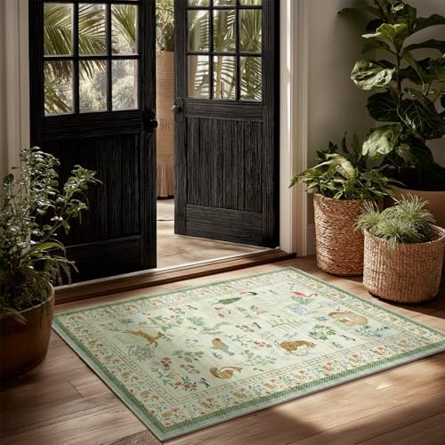 Washable Door Mat Indoor Entrance: 2x3 Entryway Rugs Small Area Rug Non-Slip Low Pile Soft Kitchen Rug for Front Door Indoor Entrance Entry Bedside Kids Room by palohom