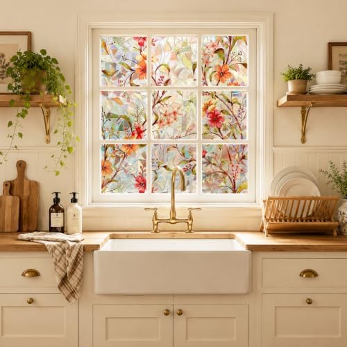 Window Privacy Film,Heat & UV Blocking Stained Glass Static Cling Decorative Window Sticker for Home, Bathroom Window or Door (Installation Tools, 17.5"×78.7") - Image 2