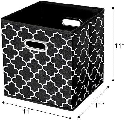 11 Inch Cube Storage Bins , Fabric Cube Organizer Bins with Handle, Foldable Cube Bins for Cloth or Accessary Storage, 11x11x11 Set of 3 (Black Light) - Image 2