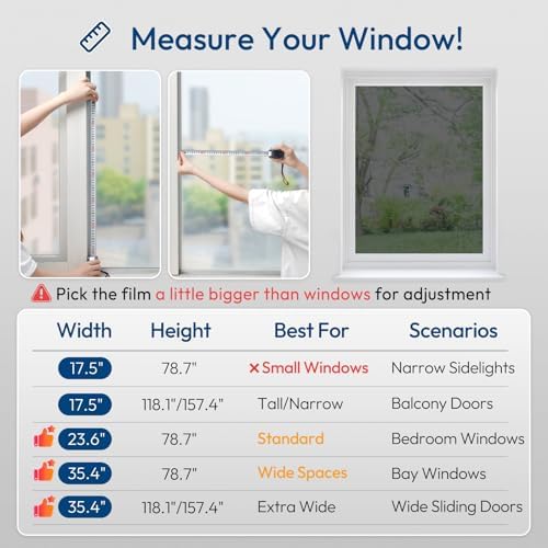 rabbitgoo Window Tint, One Way Privacy Film, Black Silver, 23.6" x 78.7" - Image 5