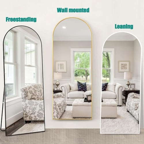 81''x41'' Oversized Full Length Mirrors, Arched Floor Mirror with Stand, Full Body Large Standing Mirror/Leaning/Hanging Wall Mounted for Living Room, Bedroom, Black - Image 7