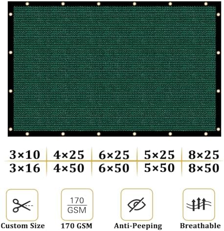 Shade&Beyond 4'x11' Dark Green Privacy Screen Fence Cover 170 GSM Fencing Mesh Fence Panel for Wall Garden Yard Backyard Indoor Outdoor Home Decoration - Image 3