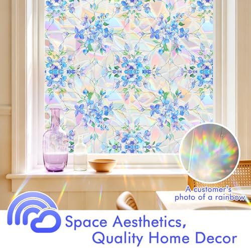 SOMWISE Rainbow Stained Glass Window Privacy Film,Heat Blocking Save Energy - Image 3