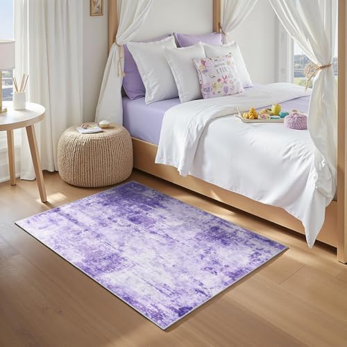RELEANY Washable 3'x5' Abstract Area Rug for Living Room Purple - Image 3