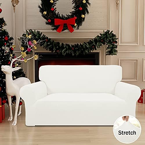 Easy-Going Stretch Loveseat Couch Covers Washable Cream - Image 2