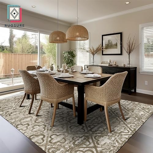 RUGSURE Washable Area Rugs, 9' x 12' - 1/6 Thick - Stain & Water Resistant Non-Slip - Perfect Resistant Rug for Living Room, Bedroom, Nursery, Pet & Child Friendly, Vibrant Colors Rugs, Brown - Image 4
