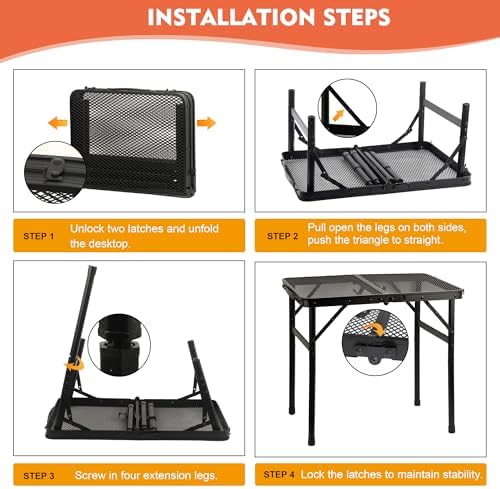GREGIN Folding Camping Grill Table, Outdoor Metal Table. Foldable, Portable - Image 5