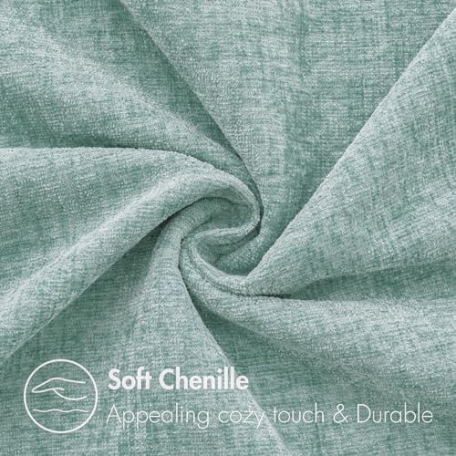 MIULEE Soft Chenille Throw Pillow Covers Aqua Green 16x16 Inch Pack of 2 - Image 2